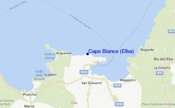 carte de localisation de Capo Bianco (Elba)