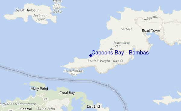 carte de localisation de Capoons Bay - Bombas
