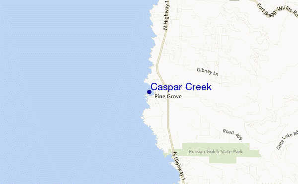 carte de localisation de Caspar Creek