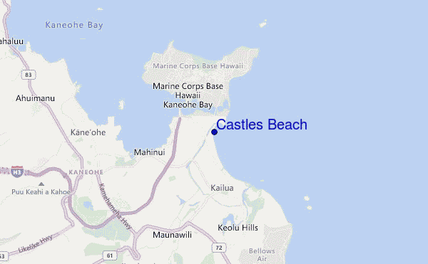 carte de localisation de Castles Beach
