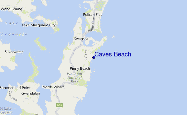 carte de localisation de Caves Beach