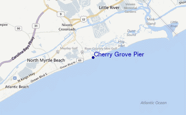 carte de localisation de Cherry Grove Pier