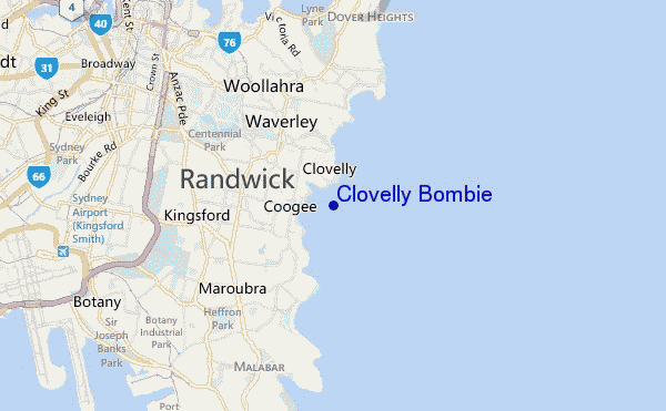 carte de localisation de Clovelly Bombie