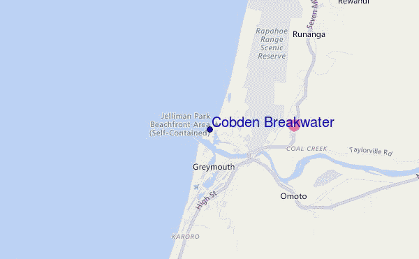 carte de localisation de Cobden Breakwater