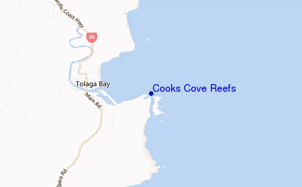 carte de localisation de Cooks Cove Reefs