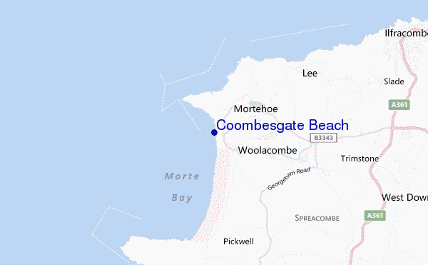 carte de localisation de Coombesgate Beach