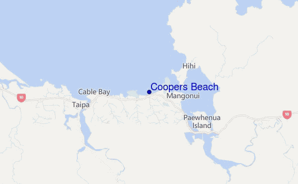 carte de localisation de Coopers Beach