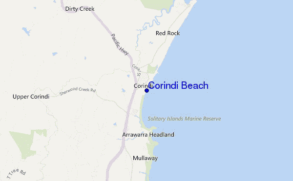 carte de localisation de Corindi Beach