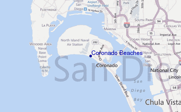 carte de localisation de Coronado Beaches