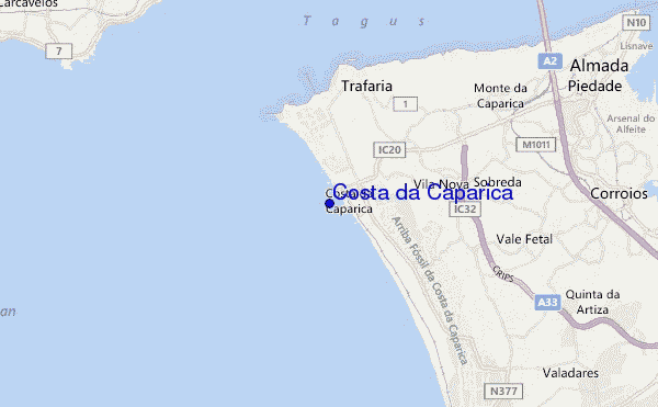 carte de localisation de Costa da Caparica