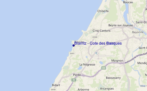 carte de localisation de Biarritz - Cote des Basques
