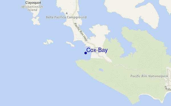 carte de localisation de Cox Bay