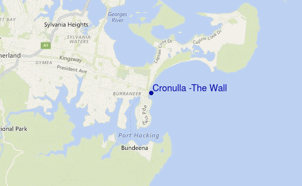 carte de localisation de Cronulla -The Wall