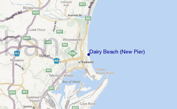 carte de localisation de Dairy Beach (New Pier)