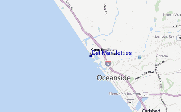 carte de localisation de Del Mar Jetties