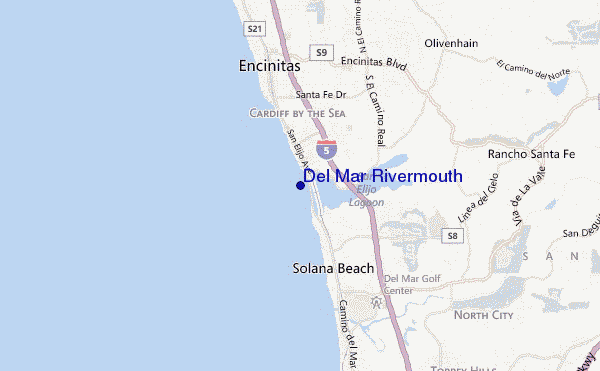 carte de localisation de Del Mar Rivermouth