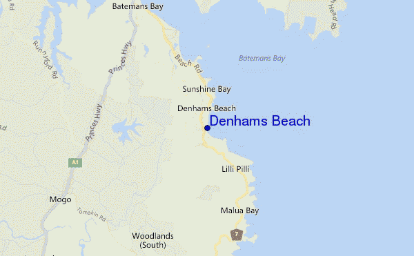 carte de localisation de Denhams Beach