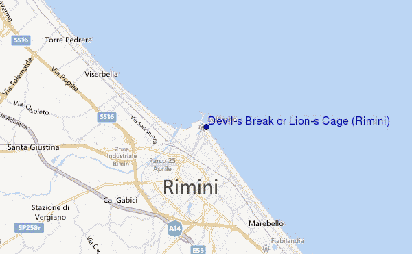carte de localisation de Devil's Break or Lion's Cage (Rimini)