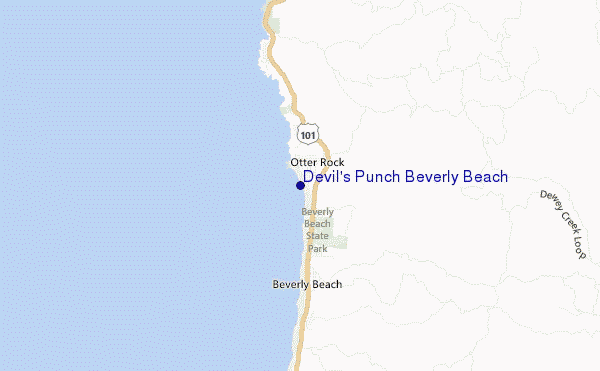 carte de localisation de Devil s Punch Beverly Beach