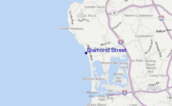 carte de localisation de Diamond Street