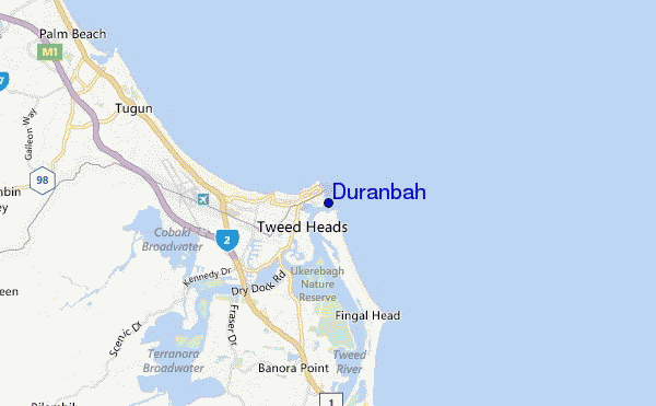 carte de localisation de Duranbah