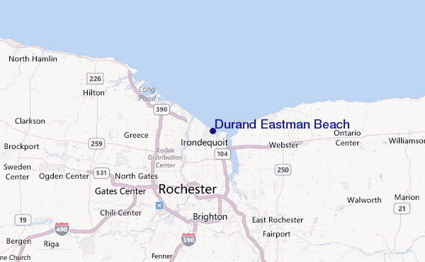 Durand Eastman Beach Location Map