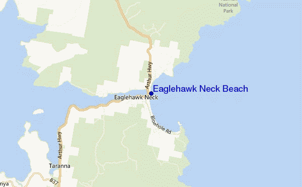carte de localisation de Eaglehawk Neck Beach
