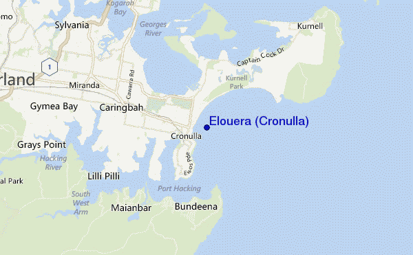 carte de localisation de Elouera (Cronulla)