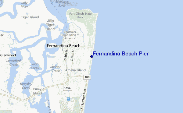 carte de localisation de Fernandina Beach Pier