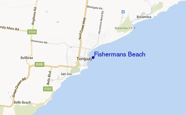 carte de localisation de Fishermans Beach