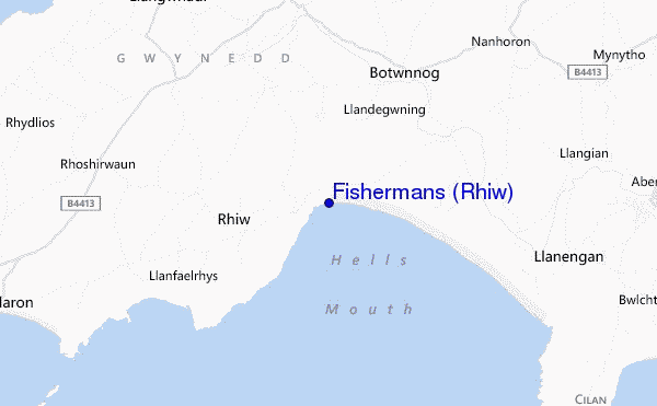 carte de localisation de Fishermans (Rhiw)