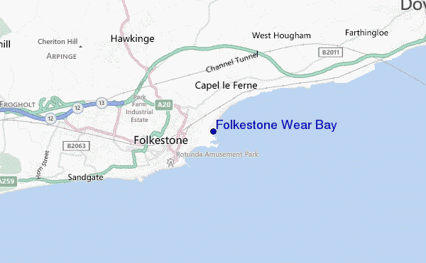 carte de localisation de Folkestone Wear Bay