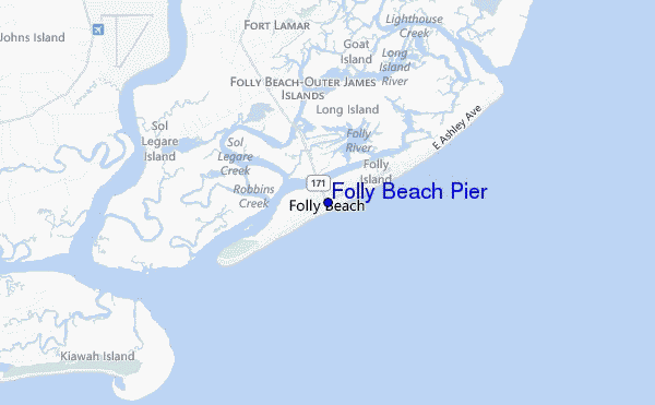 carte de localisation de Folly Beach Pier