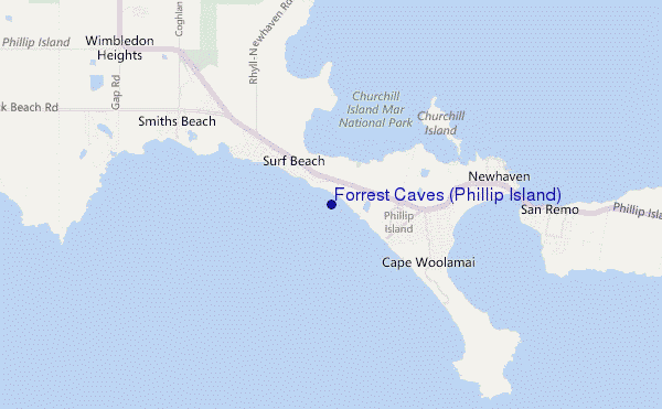 carte de localisation de Forrest Caves (Phillip Island)
