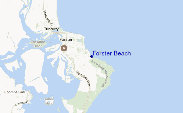 carte de localisation de Forster Beach