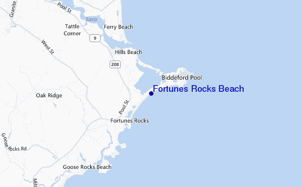 carte de localisation de Fortunes Rocks Beach