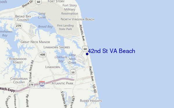 carte de localisation de 42nd St VA Beach