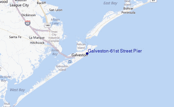 Galveston-61st Street Pier Location Map