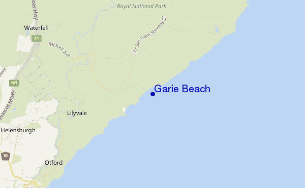 carte de localisation de Garie Beach