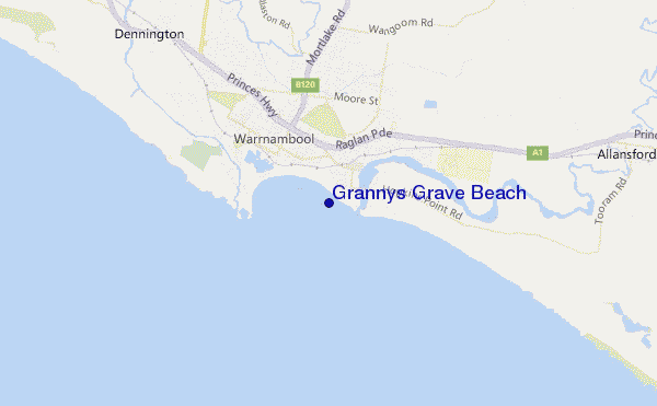 carte de localisation de Grannys Grave Beach