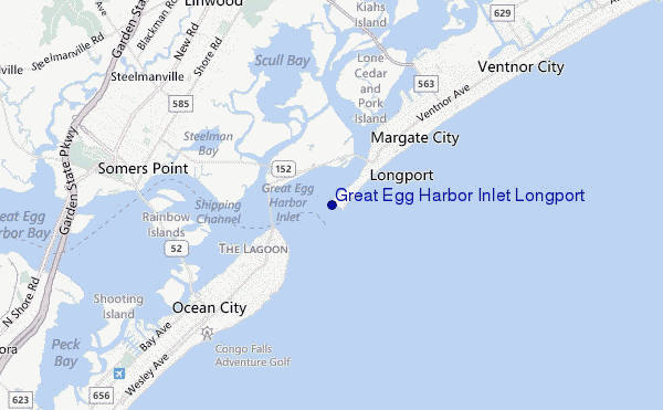 carte de localisation de Great Egg Harbor Inlet Longport