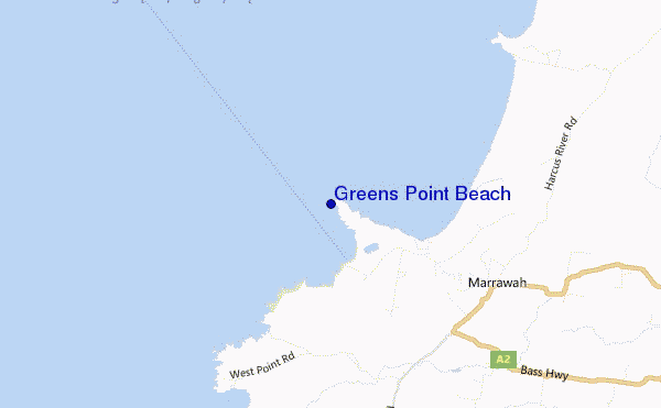 carte de localisation de Greens Point Beach