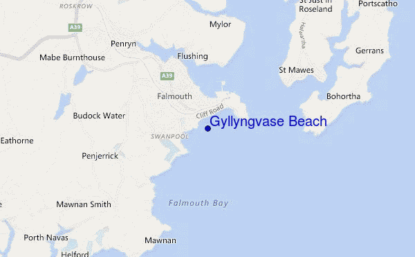 carte de localisation de Gyllyngvase Beach