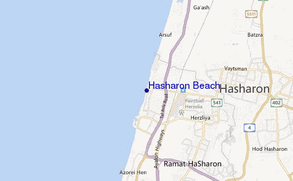 carte de localisation de Hasharon Beach