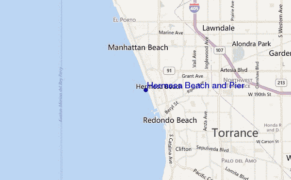 carte de localisation de Hermosa Beach and Pier