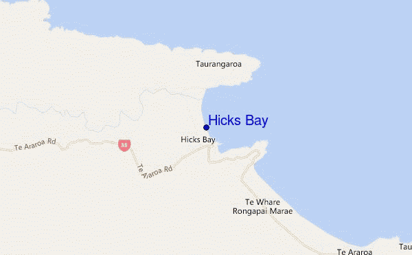 carte de localisation de Hicks Bay