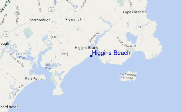 carte de localisation de Higgins Beach