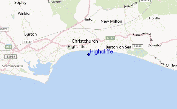 carte de localisation de Highcliffe