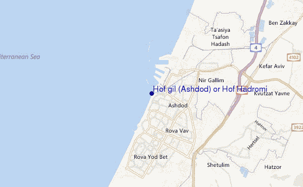 carte de localisation de Hof gil (Ashdod) or Hof Hadromi