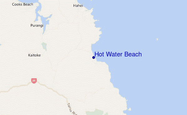 carte de localisation de Hot Water Beach